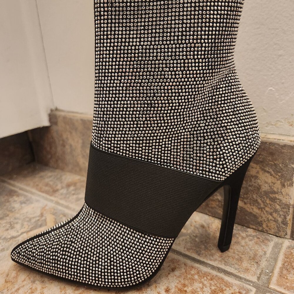 Rhinestone stiletto booties